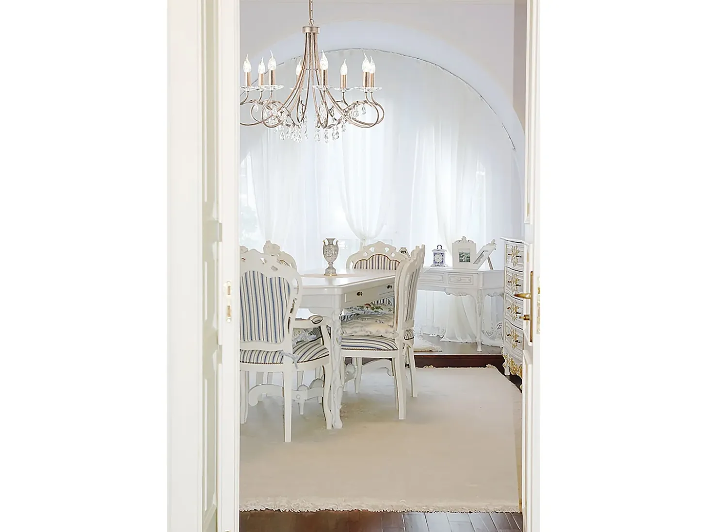 Elstead Christina 8 ljus ljuskrona silver, guldfinish, E14