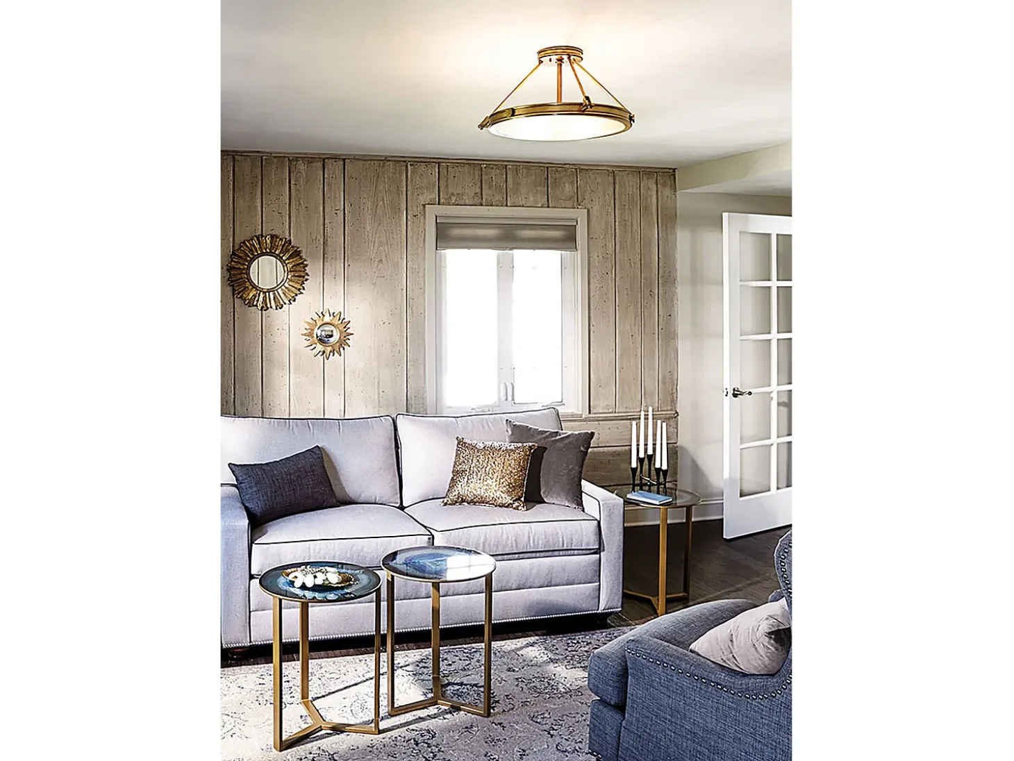 Elstead Collier 4 Lätt Medium Semi Flush Takljus Mässing, E14