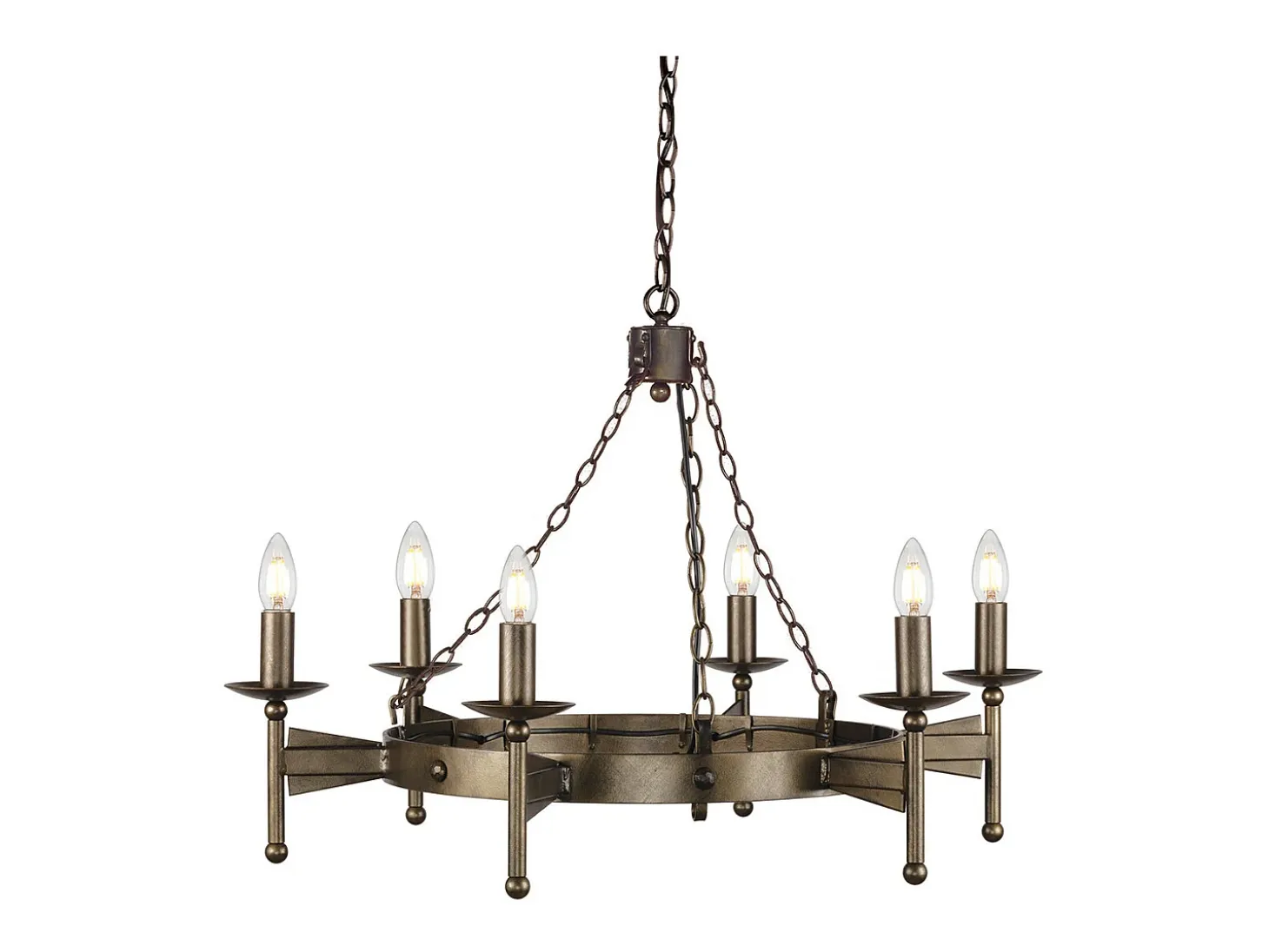 Elstead Cromwell 6 ljus ljuskrona gammal bronsfinish, E14