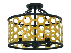 Elstead Felix 4 Ljus Semi Flush Ceiling Light Gold, E14