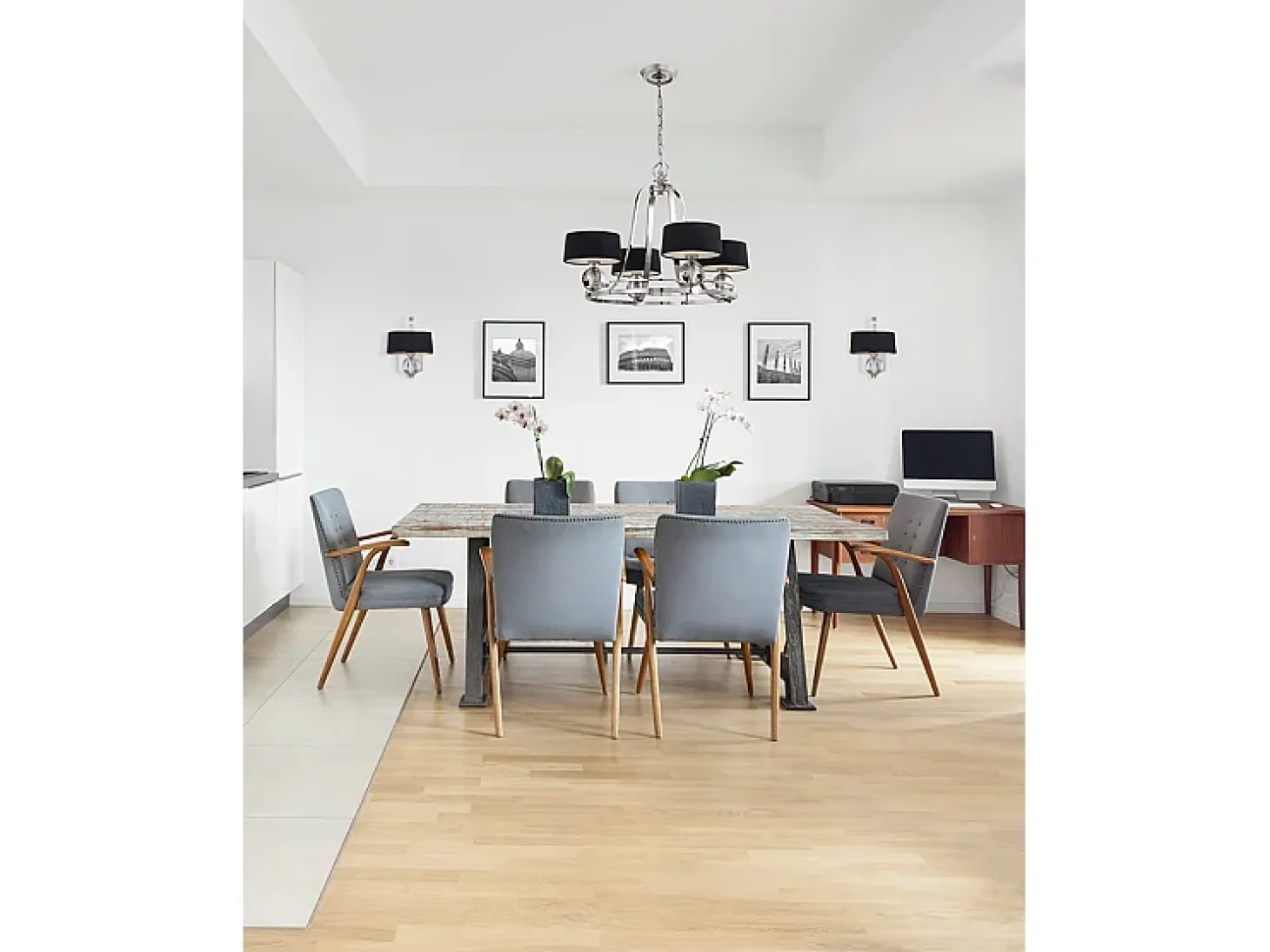 Elstead Gotham Multi Arm Chandelier 4 Light Imperial Silver Finish, G9
