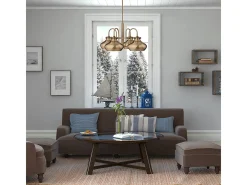 Elstead Hinkley Congress Pendelljus Multi Arm Dome Shades 4x E27 Borstad Caramel