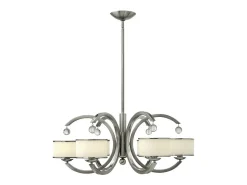Elstead Hinkley Monaco Pendel Multi Arm med Skärm 6x E14 Ljus Borstad Nickel