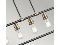 Elstead Imahn 5 Light Ceiling Chandelier Pendel Bar Light Black, Natural Brass, E27