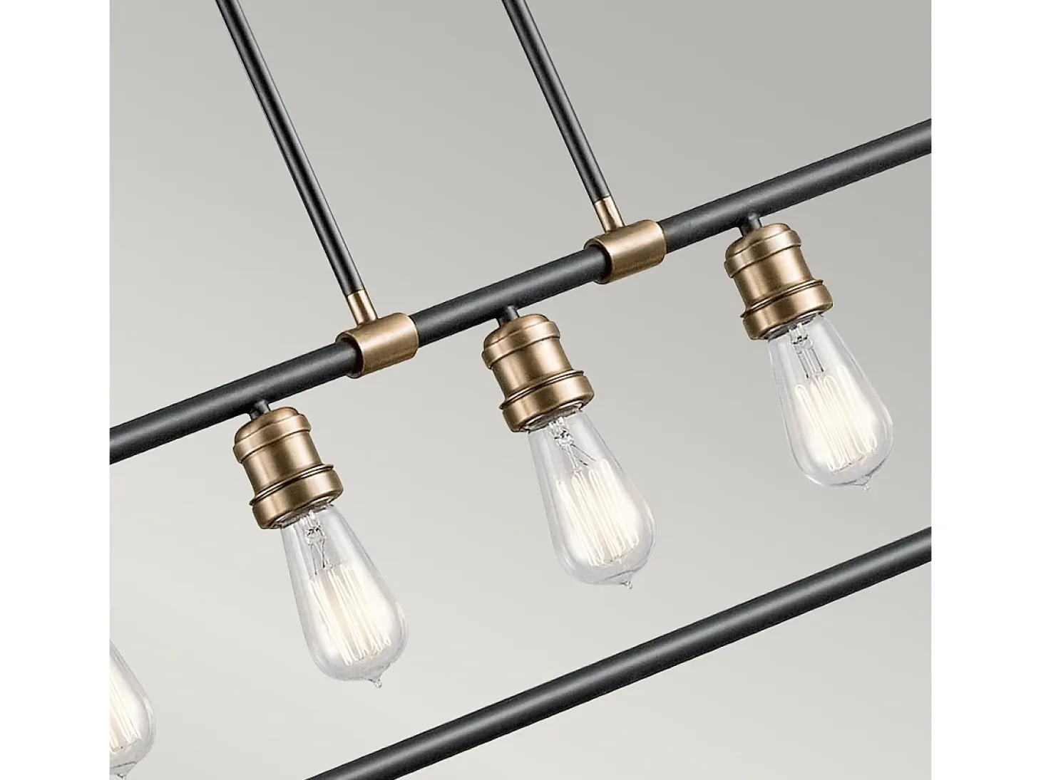Elstead Imahn 5 Light Ceiling Chandelier Pendel Bar Light Black, Natural Brass, E27