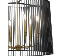 Elstead Kichler Linara Trådram Pendel Takljus Svart & Naturmässing