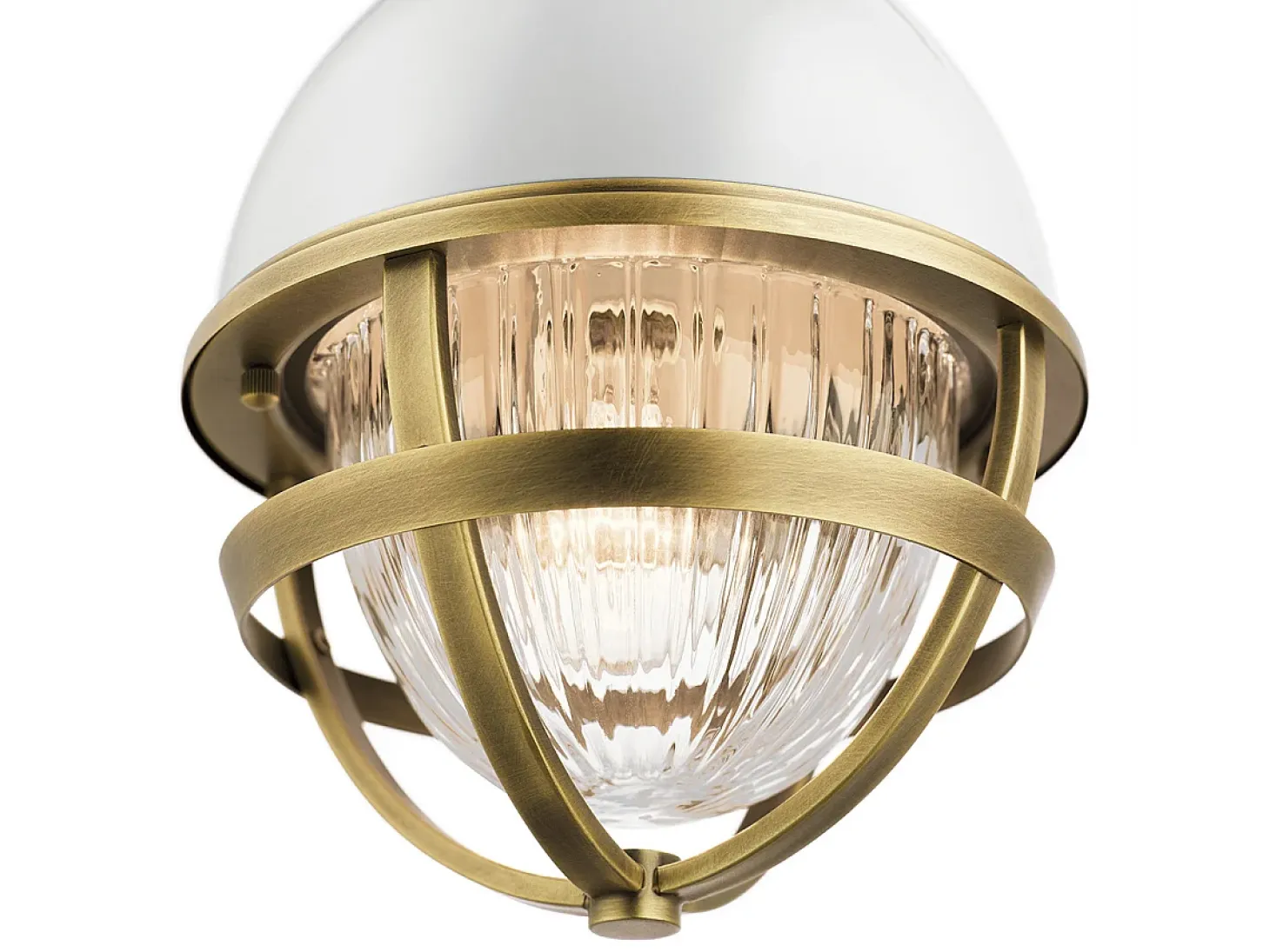 Elstead Kichler Tollis Globe Pendel Taklampa Natur Mässing & Vit