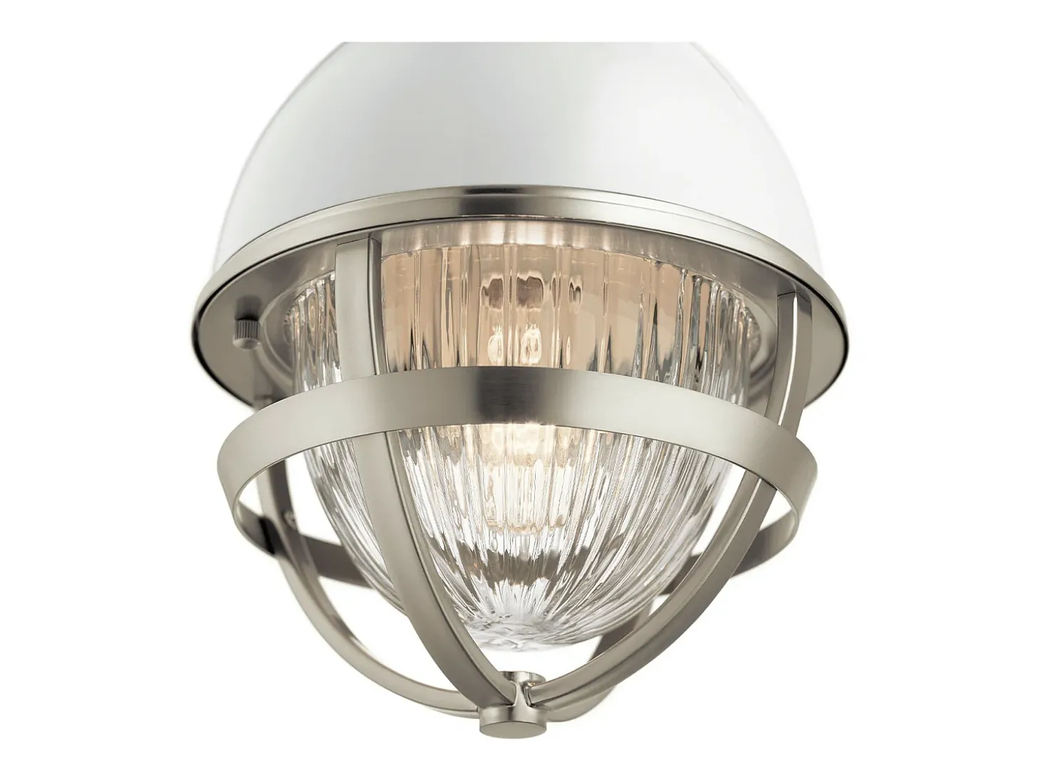 Elstead Kichler Tollis Globe Pendel Taklampa Borstad Nickel & Vit