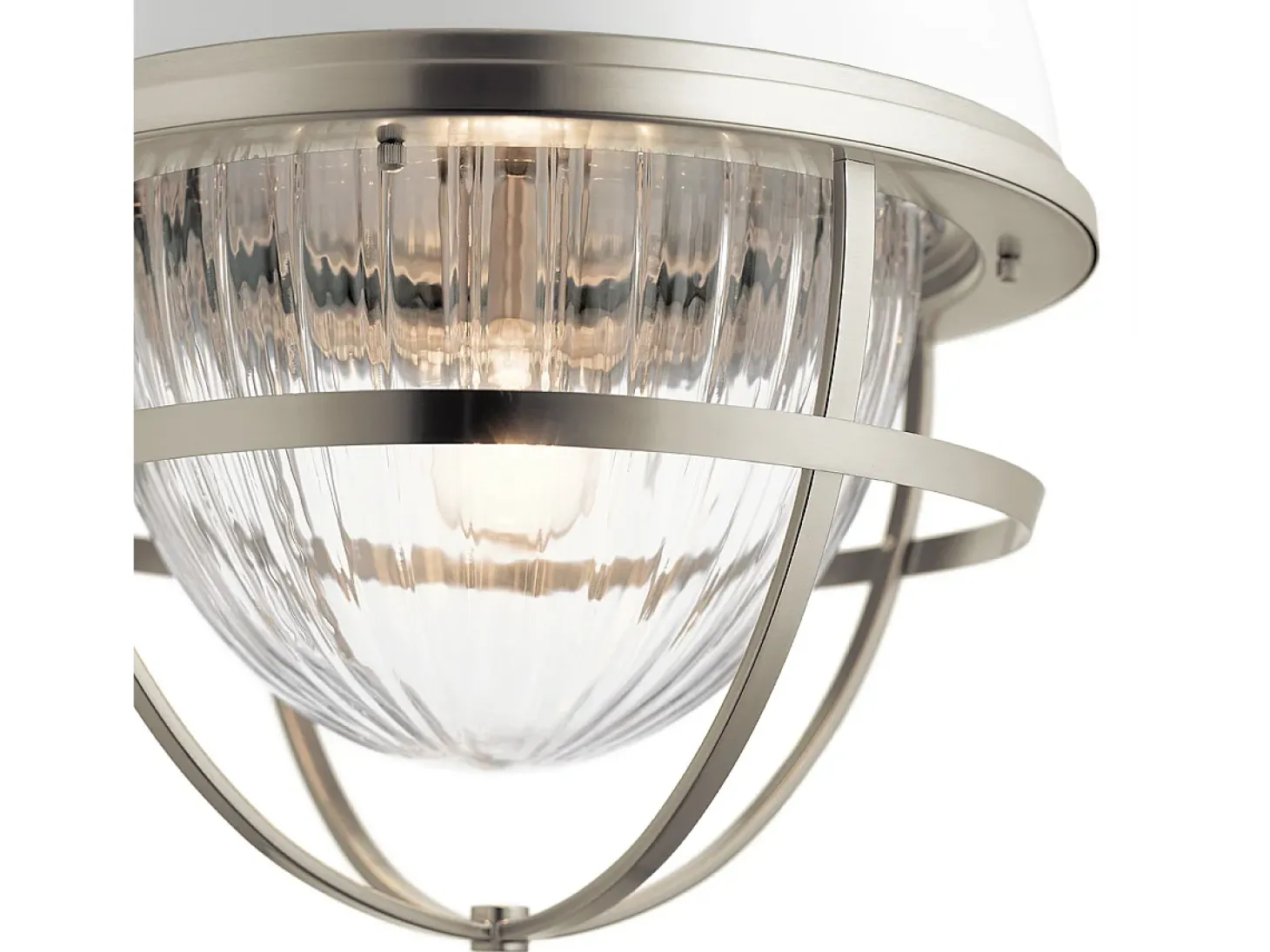 Elstead Kichler Tollis Globe Pendel Taklampa Borstad Nickel & Vit