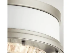 Elstead Kichler Tollis Skål Semi Flush Ceiling Light Borstad Nickel & Vit