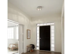 Elstead Kichler Tollis Skål Semi Flush Ceiling Light Borstad Nickel & Vit