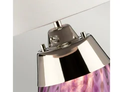 Elstead Lena 2 ljus liten plommonbordslampa med off-white skärm, plommontonat glas, off-white skärm, E27