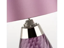 Elstead Lena 2 ljus liten plommonbordslampa, plommontonat glas, ljungskärm, E27
