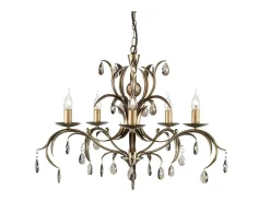 Elstead Lily 5 ljus ljuskrona metallisk brons blommiga blad Design