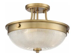 Elstead Mantle 2 Light Semi-Flush - Weathered Brass, E27