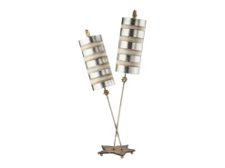 Elstead Nettle Luxe 2 Ljus Bordslampa Cream, Silver Leaf, E27