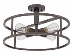 Elstead New Harbor 4 Lätt Semi Flush Ceiling Lätt Western Bronze, E27