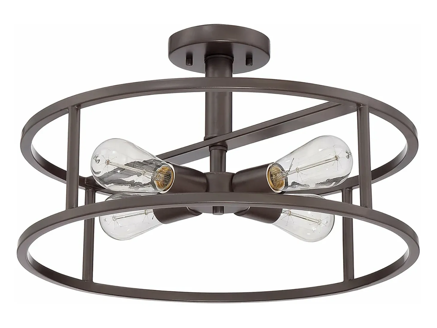 Elstead New Harbor 4 Lätt Semi Flush Ceiling Lätt Western Bronze, E27
