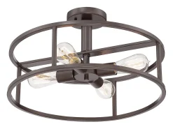 Elstead New Harbor 4 Lätt Semi Flush Ceiling Lätt Western Bronze, E27
