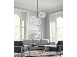 Elstead Oberlin LED 2 Ljus Stor sfärisk takhänge Satin Nickel