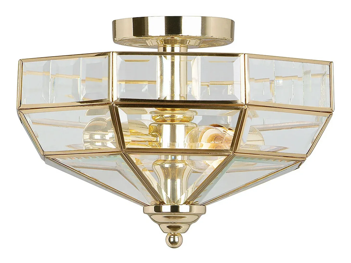 Elstead Old Park 2 Ljus Semi Flush Ceiling Light Polerad mässing, E27