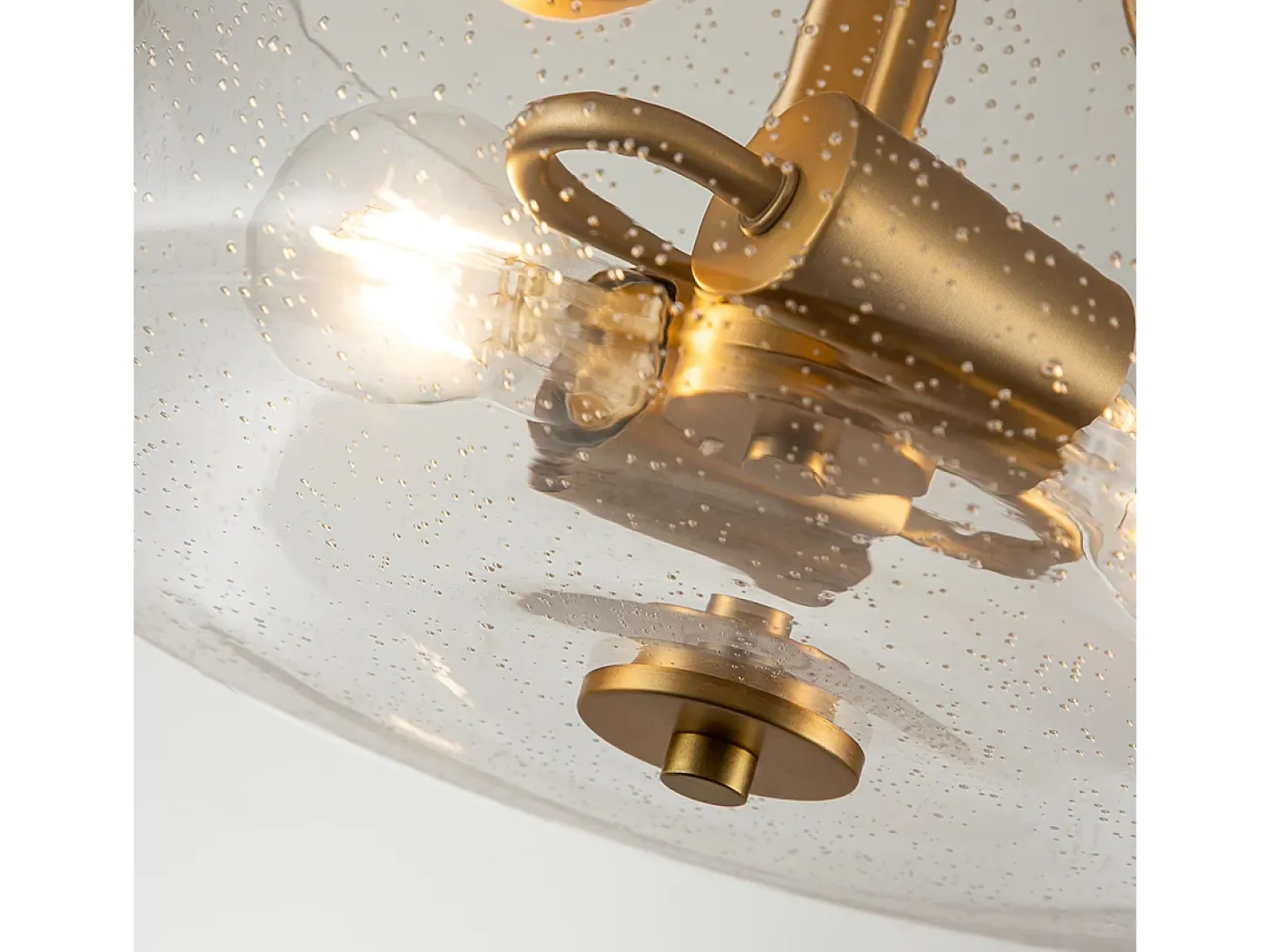 Elstead Quoizel Hollister Skål Semi Flush Ceiling Light Borstad mässing