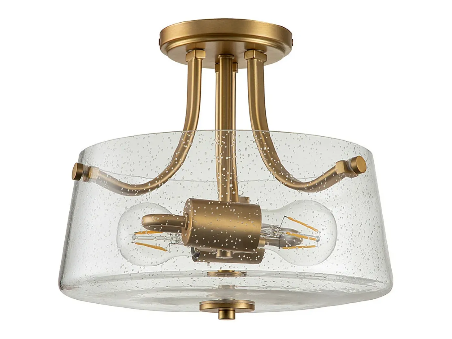 Elstead Quoizel Hollister Skål Semi Flush Ceiling Light Borstad mässing