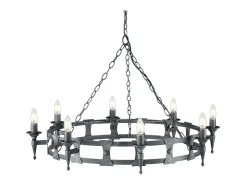 Elstead Saxon 8 ljus ljuskrona svart, silverfinish, E14