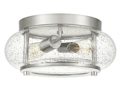 Elstead Trilogy 2 Light Flush Mount, Borstad Nickel, E27
