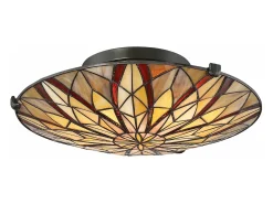 Elstead Victory Tiffany Semi-Flush, Valiant Bronze, E27