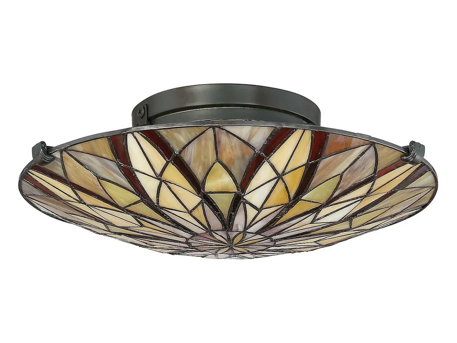 Elstead Victory Tiffany Semi-Flush, Valiant Bronze, E27