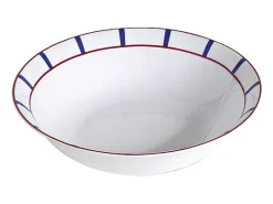 Ensaladera Vasca Azul 26cm Nova Styl - Porcelana Blanca - Decoración Roja y Azul