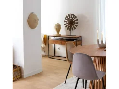 Escultura de madera y metal en forma de rueda Georgia - Gris