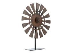Escultura de madera y metal en forma de rueda Georgia - Gris