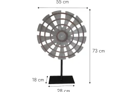 Escultura de madera y metal en forma de rueda Georgia - Gris