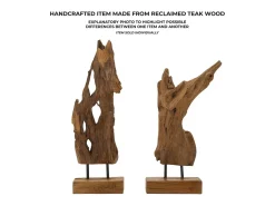 Escultura decorativa artesanal en madera de teca estilo étnico Rakat