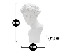 Escultura decorativa de resina blanca rostro masculino Enea