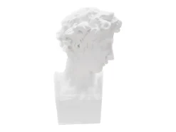 Escultura decorativa de resina blanca rostro masculino Enea