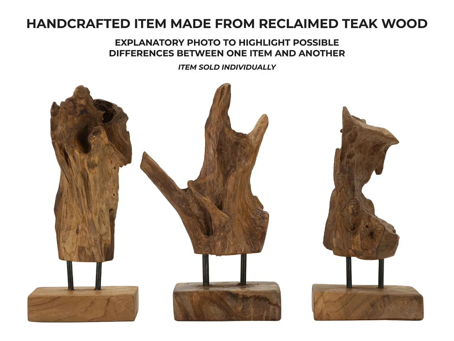 Escultura estilo étnico en madera de teca tallada a mano Taka