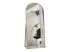 Espejo arqueado de cuerpo entero, 180 x 80 cm, de pared, para salón, dorado