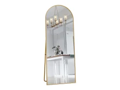 Espejo arqueado de cuerpo entero - 53 x 162 cm Espejo de pie arqueado grande de cuerpo entero - Espejo de tocador para sala de estar, dorado