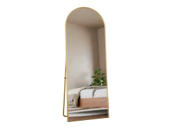 Espejo arqueado de cuerpo entero - 53 x 162 cm Espejo de pie arqueado grande de cuerpo entero - Espejo de tocador para sala de estar, dorado