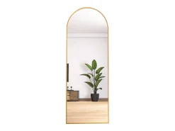 Espejo arqueado de cuerpo entero, 165 x 60 cm, de pared, para salón, dorado