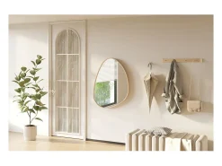 Espejo asimétrico NARA – 60x80 cm – Acabado en roble envejecido – MDF decorativo de madera – Diseño orgánico