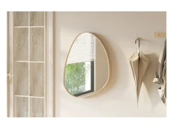 Espejo asimétrico NARA – 60x80 cm – Acabado en roble envejecido – MDF decorativo de madera – Diseño orgánico