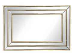 Espejo biselado BAKOU - madera de eucalipto - 60 x 90 cm - Dorado