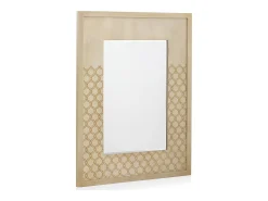 Espejo chapado en madera de roble y color beige