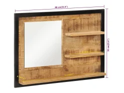 Espejo con estantes 80x8x55 cm cristal y madera maciza de mango