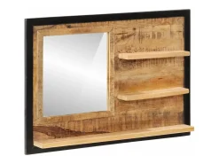 Espejo con estantes 80x8x55 cm cristal y madera maciza de mango