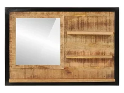 Espejo con estantes 80x8x55 cm cristal y madera maciza de mango